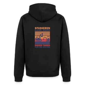 Studieren kann Jeder Baggern nur die Besten Shirt - Unisex Premium Bio Zip Hoodie - Schwarz - Hinten - Nico (187cm)