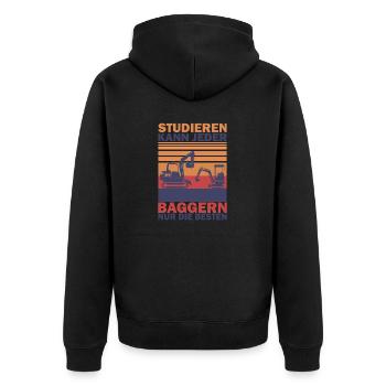Studieren kann Jeder Baggern nur die Besten Shirt - Unisex Premium Bio Zip Hoodie - Schwarz - Hinten - Nico (187cm)