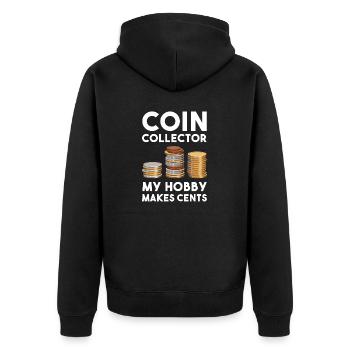 Numismatics Coin Collecting Gift - Unisex Premium Organic Zip Hoodie - black - Back - Nico (187cm)