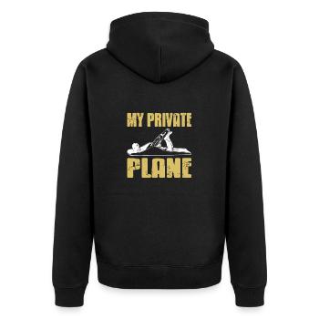 Mon avion privé Drôle de t-shirt rétro ouvrier en bois - Veste à capuche bio Premium Unisexe - noir - Dos - Nico (187cm)