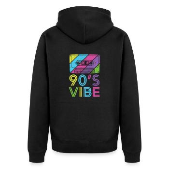 90s Vibe TShirt for 90s Music Lover - Unisex Premium Bio Zip Hoodie - Schwarz - Hinten - Nico (187cm)