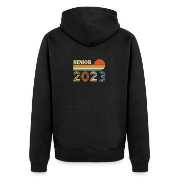 Retro Senior 2023 Back to School Class Of 2023 - Unisex Premium Bio Zip Hoodie - Schwarz - Hinten - Nico (187cm)