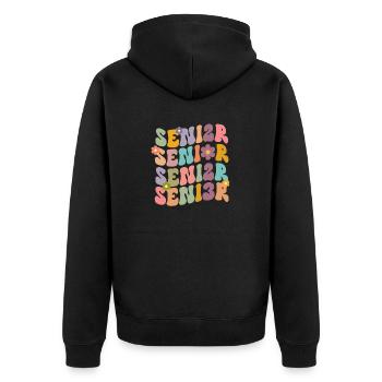 Retro Senior 2023 Back to School Class Of 2023 - Unisex Premium Bio Zip Hoodie - Schwarz - Hinten - Nico (187cm)
