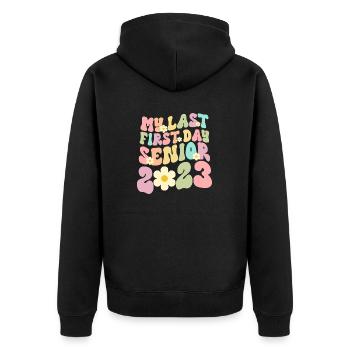 Retro Senior 2023 Back to School Class Of 2023 - Unisex Premium Bio Zip Hoodie - Schwarz - Hinten - Nico (187cm)