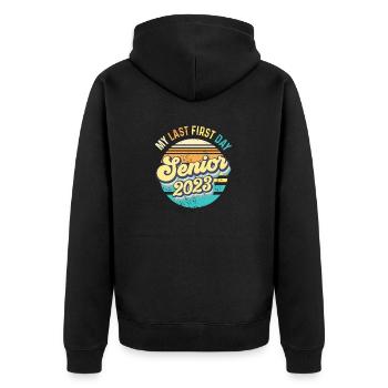 Retro Senior 2023 Back to School Class Of 2023 - Unisex Premium Bio Zip Hoodie - Schwarz - Hinten - Nico (187cm)