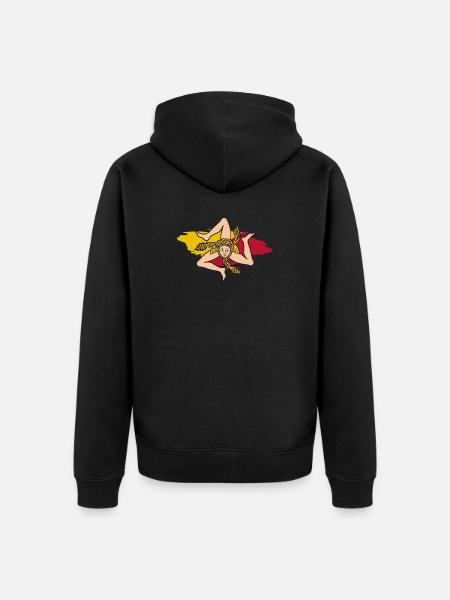 Flaga Sycylia Sycylia Palermo Włochy - Ekologiczna rozpinana bluza z kapturem Premium unisex - czarny
