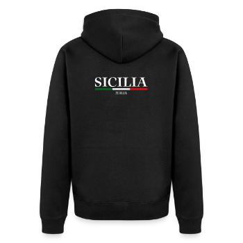 Sizilien flagge Sizilien Palermo Italien - Unisex Premium Bio Zip Hoodie - Schwarz - Hinten - Nico (187cm)