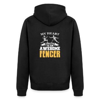 My Heart Belongs To An Awesome Fencer Cool Retro - Unisex Premium Organic Zip Hoodie - black - Back - Nico (187cm)