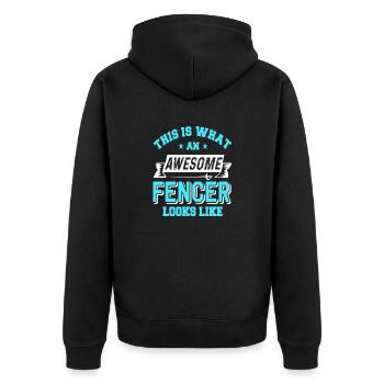 This Is What An Awesome Fencer Looks Like Retro - Unisex Premium Organic Zip Hoodie - black - Back - Nico (187cm)