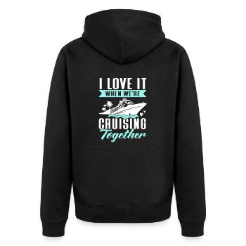 Kreuzfahrt Kreuzfahrtschiff Urlaub Meer - Unisex Premium Bio Zip Hoodie - Schwarz - Hinten - Nico (187cm)