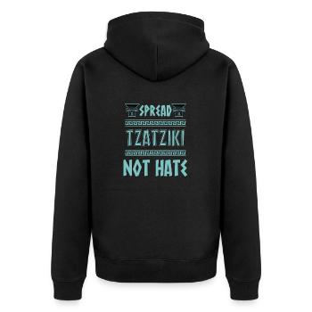 Griechische Mythologie und Griechisches Essen - Unisex Premium Bio Zip Hoodie - Schwarz - Hinten - Nico (187cm)