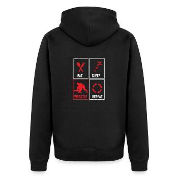 Manger sleep Wrestling Répéter les sports de lutte - Veste à capuche bio Premium Unisexe - noir - Dos - Nico (187cm)