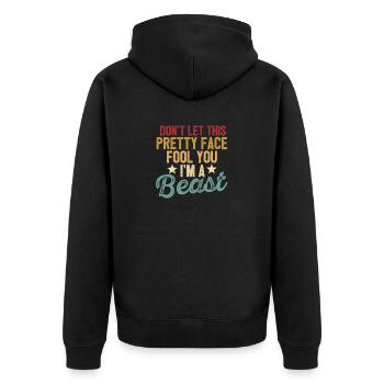 Don't let yourself be pampered by this pretty face - Unisex Premium Organic Zip Hoodie - black - Back - Nico (187cm)