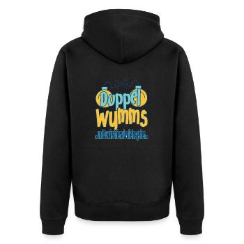 Doppelwumms - Unisex Premium Bio Zip Hoodie - Schwarz - Hinten - Nico (187cm)