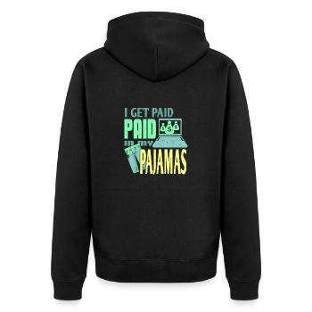 I Get Paid In My Pajamas Retro Work From Home - Unisex Premium Bio Zip Hoodie - Schwarz - Hinten - Nico (187cm)