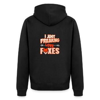 I Just Freaking Love Foxes Cool Fox Lover Tea - Unisex Premium Organic Zip Hoodie - black - Back - Nico (187cm)