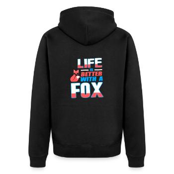 Life Is Better With A Fox Cute Retro Fox Lover - Unisex Premium Bio Zip Hoodie - Schwarz - Hinten - Nico (187cm)
