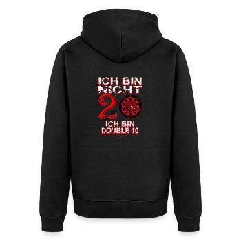 Dart Dartscheibe Dartspieler Bullseye Wurf Design - Unisex Premium Bio Zip Hoodie - Schwarz - Hinten - Nico (187cm)