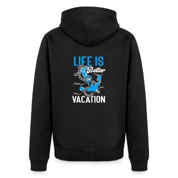 Kreuzfahrt Kreuzfahrtschiff Urlaub Meer - Unisex Premium Bio Zip Hoodie - Schwarz - Hinten - Nico (187cm)