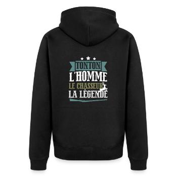 Tonton l'homme le chasseur la légende cadeau - Veste à capuche bio Premium Unisexe - noir - Dos - Nico (187cm)