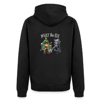 What the Elf - FunnY Christmas Expensive Gas - Unisex Premium Organic Zip Hoodie - black - Back - Nico (187cm)
