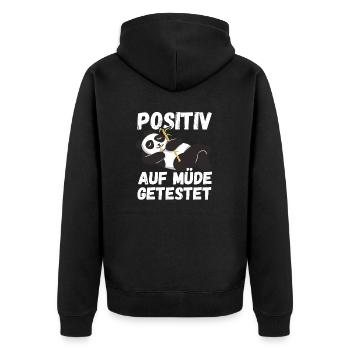 Positiv auf Müde getestet Pandas Fun - Unisex Premium Bio Zip Hoodie - Schwarz - Hinten - Nico (187cm)