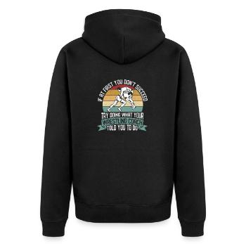 Wrestling Trainer Lustiger Sport Wrestle Trainer - Unisex Premium Bio Zip Hoodie - Schwarz - Hinten - Nico (187cm)
