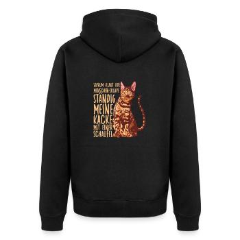Drôle de motif de propriétaire de chat pour les fans de chats - Veste à capuche bio Premium Unisexe - noir - Dos - Nico (187cm)