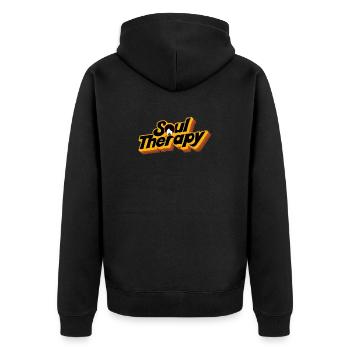 Funk Clothing | Vintage 70er Jahre Kostüm für Soul Musik - Unisex Premium Bio Zip Hoodie - Schwarz - Hinten - Nico (187cm)
