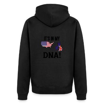 USA, America and British England Origin - Unisex Premium Organic Zip Hoodie - black - Back - Nico (187cm)