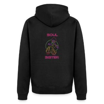Funk Clothing | Vintage 70er Jahre Kostüm für Soul Musik - Unisex Premium Bio Zip Hoodie - Schwarz - Hinten - Nico (187cm)