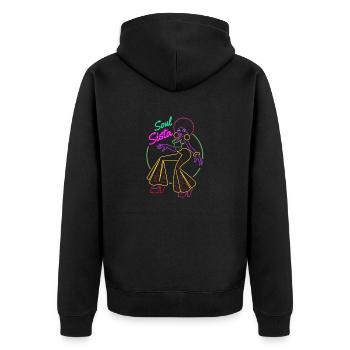 Funk Clothing | Vintage 70er Jahre Kostüm für Soul Musik - Unisex Premium Bio Zip Hoodie - Schwarz - Hinten - Nico (187cm)