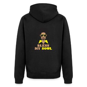 Funk Clothing | Vintage 70er Jahre Kostüm für Soul Musik - Unisex Premium Bio Zip Hoodie - Schwarz - Hinten - Nico (187cm)