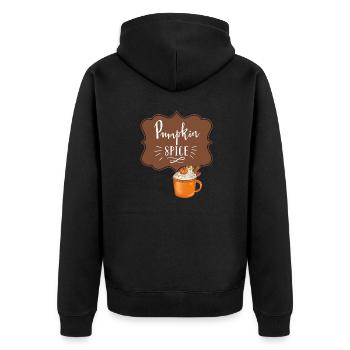 pumpkin spice , fall - Unisex Premium Organic Zip Hoodie - black - Back - Nico (187cm)