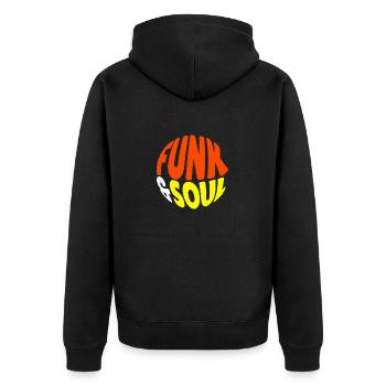Funk Clothing | Vintage 70er Jahre Kostüm für Soul Musik - Unisex Premium Bio Zip Hoodie - Schwarz - Hinten - Nico (187cm)