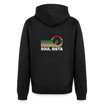 Funk Clothing | Vintage 70er Jahre Kostüm für Soul Musik - Unisex Premium Bio Zip Hoodie - Schwarz - Hinten - Nico (187cm)