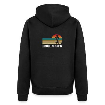 Funk Clothing | Vintage 70er Jahre Kostüm für Soul Musik - Unisex Premium Bio Zip Hoodie - Schwarz - Hinten - Nico (187cm)