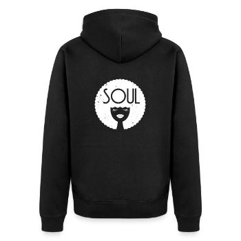 Funk Clothing | Vintage 70er Jahre Kostüm für Soul Musik - Unisex Premium Bio Zip Hoodie - Schwarz - Hinten - Nico (187cm)