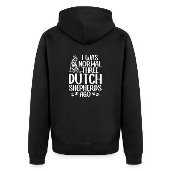 Holländischer Schäferhund Dutch Shepherd - Unisex Premium Bio Zip Hoodie - Schwarz - Hinten - Nico (187cm)