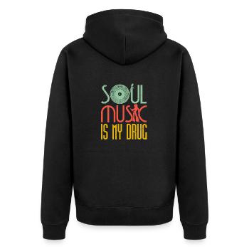 Funk Clothing | Vintage 70er Jahre Kostüm für Soul Musik - Unisex Premium Bio Zip Hoodie - Schwarz - Hinten - Nico (187cm)