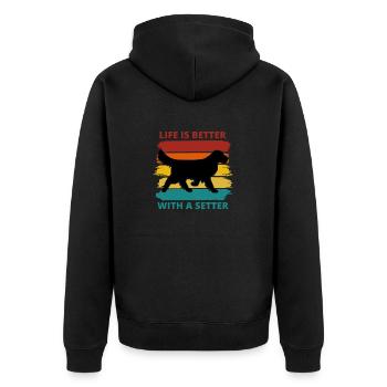 Setter Hund Silhouette Leben ist besser mit einem Setter - Unisex Premium Bio Zip Hoodie - Schwarz - Hinten - Nico (187cm)