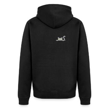 Funny cat looking out of his pocket - Unisex Premium Organic Zip Hoodie - black - Back - Nico (187cm)