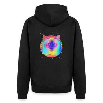 Birman Cat Rainbow Space Black - Unisex Premium Organic Zip Hoodie - black - Back - Nico (187cm)