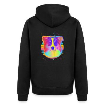 Border Collie Dog Rainbow Space Black - Unisex Premium Organic Zip Hoodie - black - Back - Nico (187cm)
