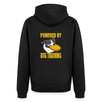Powered By Dog Training Cool Retro Dog Designs - Unisex Premium Organic Zip Hoodie - black - Back - Nico (187cm)