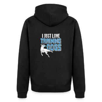 I Just Love Training Dogs Cool Retro T-Shirt - Unisex Premium Organic Zip Hoodie - black - Back - Nico (187cm)