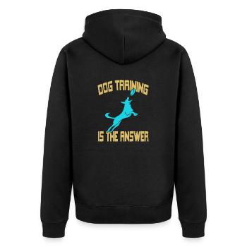 Dog Training Is The Answer Awesome Retro T-Shirt - Unisex Premium Organic Zip Hoodie - black - Back - Nico (187cm)