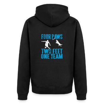 Four Paws Two Feet One Team Retro Dog Trainer Tea - Unisex Premium Organic Zip Hoodie - black - Back - Nico (187cm)
