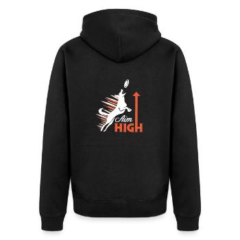 Aim High Awesome Retro Dog Training Designs - Unisex Premium Organic Zip Hoodie - black - Back - Nico (187cm)