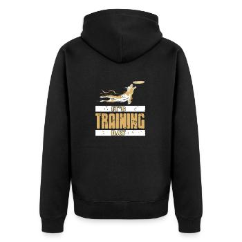 It's Training Day Retro Vintage Dog Trainer - Unisex Premium Organic Zip Hoodie - black - Back - Nico (187cm)
